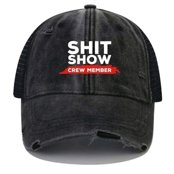 SALE Black Graphic Distressed Baseball Cap Hat Funny Graphics - Picture 1 of 5